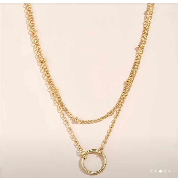 Dainty Gold-toned Double Strand Circle Necklace - Picture 2 of 4